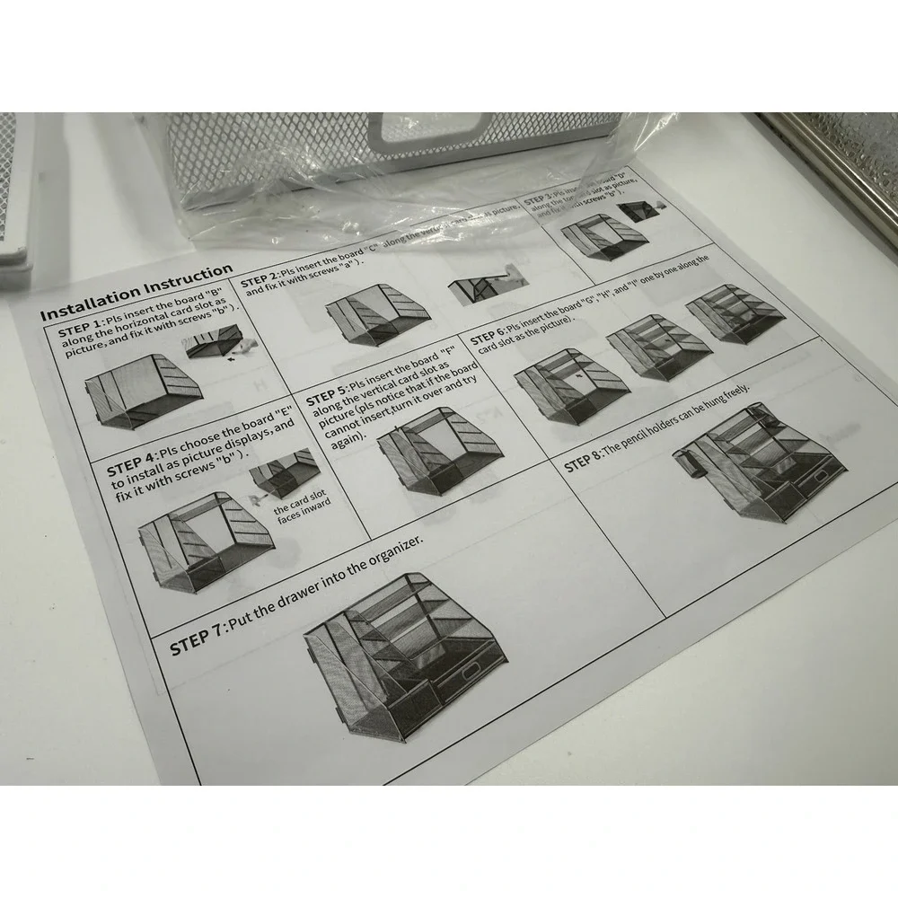 Desk Organizer with File Holder, 5-Tier Paper Letter Tray Organizer with Drawer